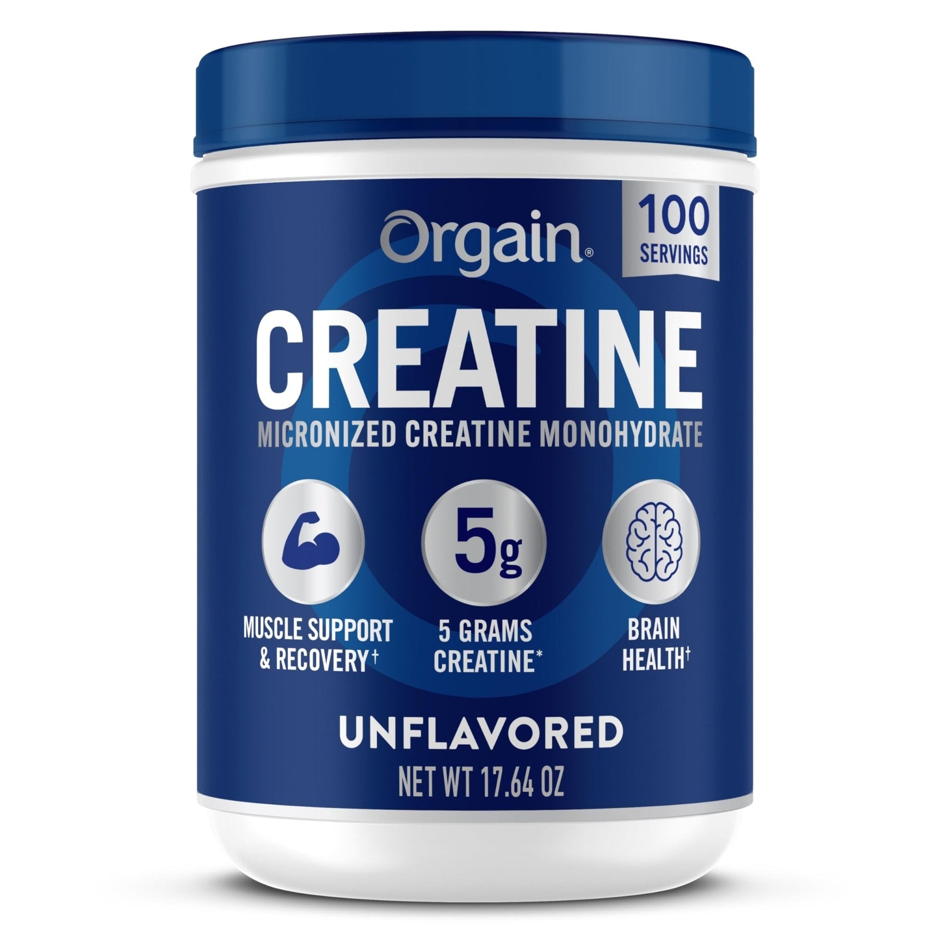 Orgain Creatine Monohydrate Micronized Powder, 100 Servings, Unflavored, Supports Muscle Growth, Post Workout Recovery and Brain Health, No Artificial Additives, for Men & Women, Vegan - Maple Wellness Supplements