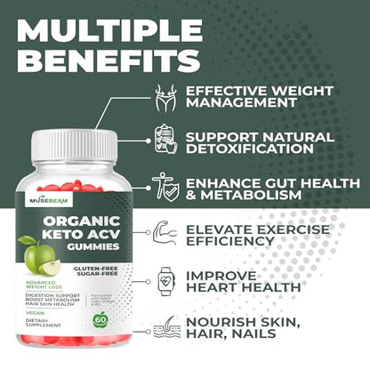 Organic Keto ACV Gummies Advanced Weight Loss - Gluten & Sugar Free Belly Fat Burner - Maple Wellness Supplements