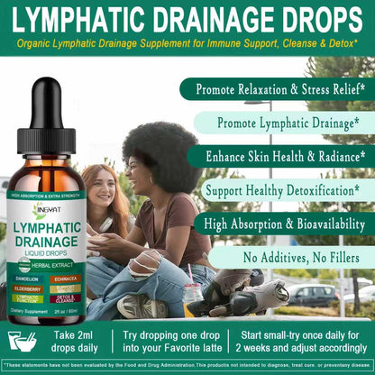 Organic Lymphatic Drainage Drops | 17-in-1 Lymphatic Drainage Supplement | Echinacea,Elderberry,Dandelion | High Absorption Liposomal Lymphatic Drainage for Immune Support,Lymph Cleanse&Detox,2 fl oz - Maple Wellness Supplements