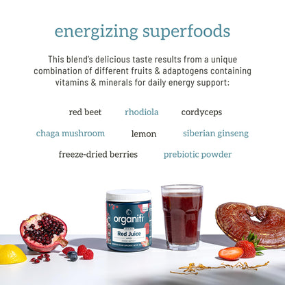 Organifi Red Juice - Vegan Energy Powder - Berry-Flavored Adaptogen Drink - Maple Wellness Supplements