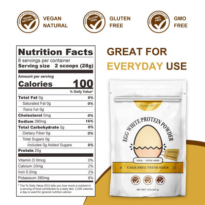 Orgnisulmte Egg White Protein Powder 8 Oz, Pasteurized Dried Egg Whites Protein, Gluten-Free, Non-GMO, Unflavored, Free Range High Whip for Baking, Desserts 227g - Maple Wellness Supplements