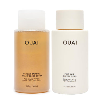 OUAI Detox Shampoo & Fine Hair Conditioner Bundle - Clarifying Shampoo for Build Up, Dirt, Oil, Product and Hard Water & Volumizing Conditioner for Fine Hair (2 Count) - Maple Wellness Supplements
