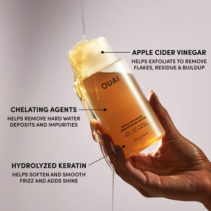 OUAI Detox Shampoo Refill - Clarifying Shampoo for Build Up, Dirt, Oil, Product and Hard Water - Apple Cider Vinegar & Keratin for Clean, Refreshed Hair - Sulfate-Free Hair Care (32 oz) - Maple Wellness Supplements
