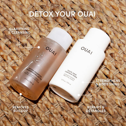 OUAI Detox Shampoo & Thick Hair Conditioner Bundle - Clarifying Shampoo for Build Up, Dirt, Oil, Product and Hard Water & Moisturizing Conditioner for Thick Hair (2 Count) - Maple Wellness Supplements