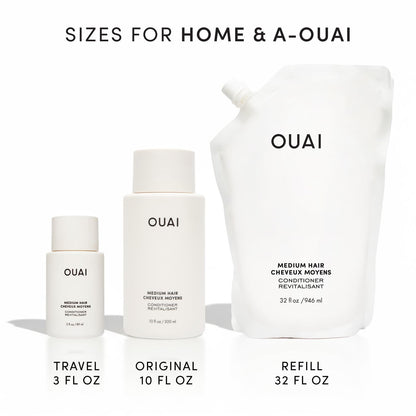 OUAI Medium Conditioner Travel Size - Hydrating Hair Conditioner with Coconut Oil, Babassu Oil, and Keratin - Strengthens, Repairs and Adds Shine - Paraben and Phthalate Free Hair Care Products (3 Oz) - Maple Wellness Supplements