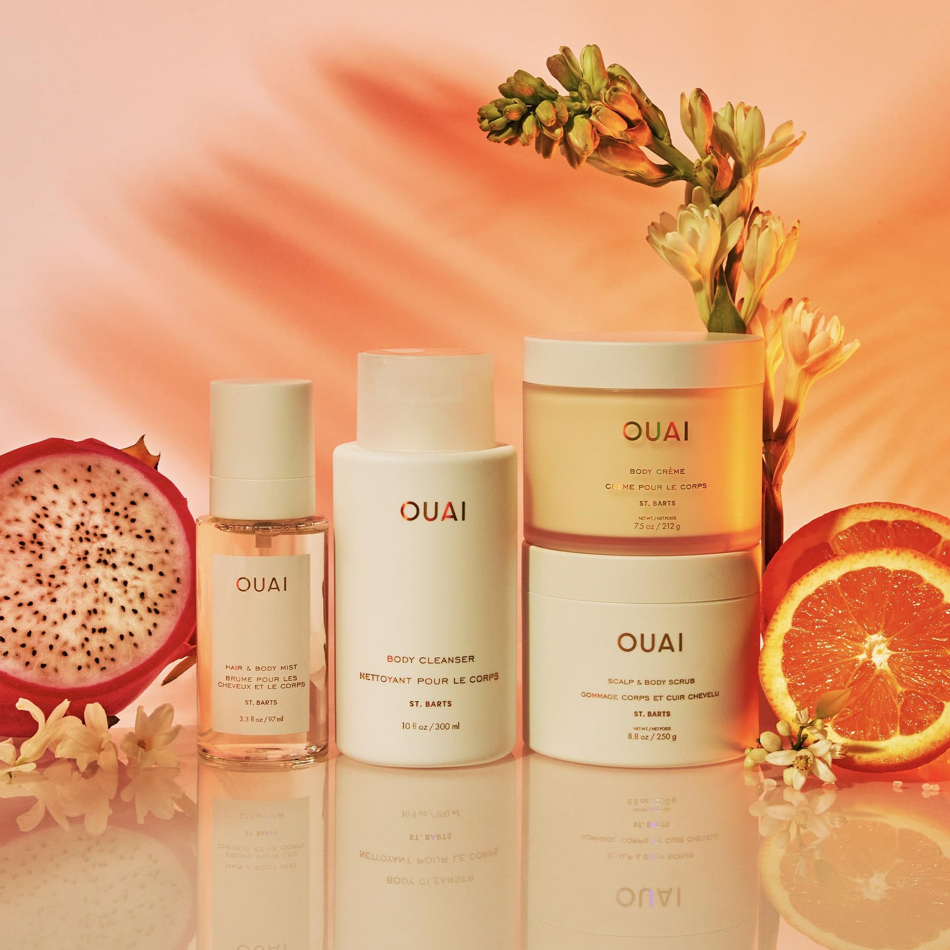 OUAI St. Barts Hair & Body Gift Set - Tropical-Scented Body Care for Women & Men - Includes Full Size Hydrating Body Cream & Deluxe Hair and Body Mist (2 Count) - Maple Wellness Supplements