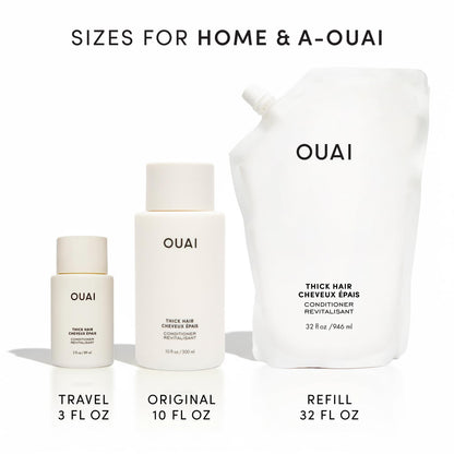 OUAI Thick Hair Conditioner Refill - Moisturizing Conditioner for Dry, Frizzy Hair - Keratin, Marshmallow Root, Shea Butter and Avocado Oil - Paraben, Phthalate & Sulfate Free (32 Oz) - Maple Wellness Supplements