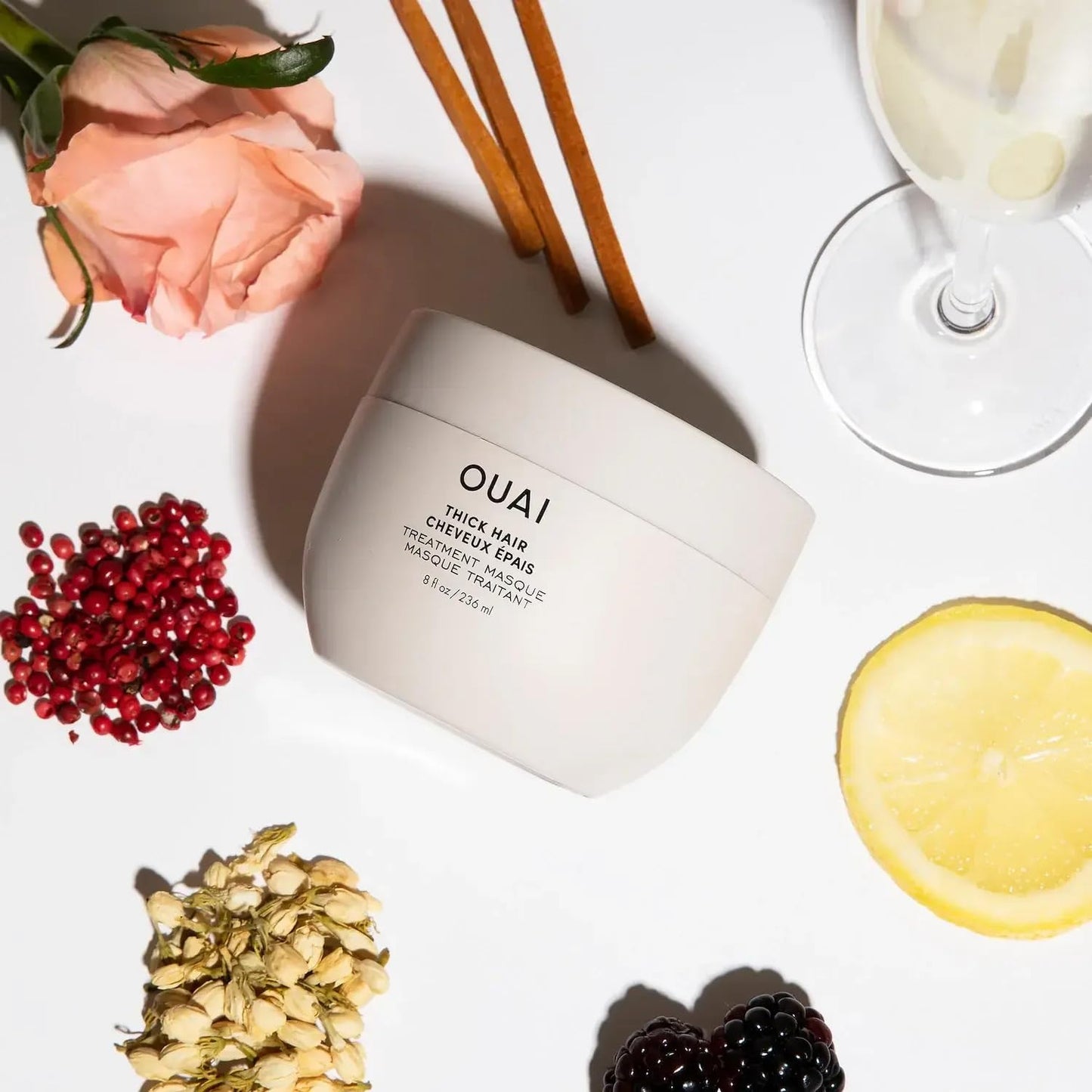 OUAI Thick Hair Mask - Treatment Masque with Almond Oil, Olive Oil, & Hydrolyzed Keratin to Restore Damaged Hair - Phthalate & Paraben Free Masque (3.4 Oz) - Maple Wellness Supplements