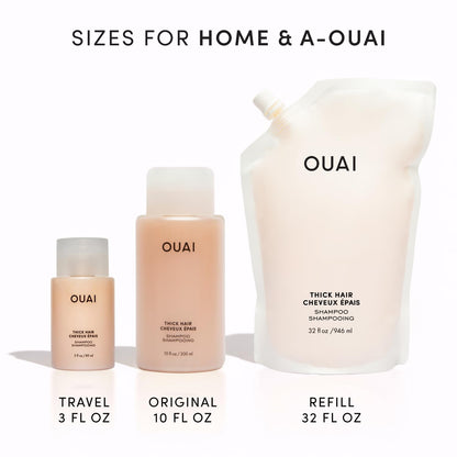 OUAI Thick Shampoo Refill - Moisturizing Shampoo with Keratin, Marshmallow Root, Shea Butter & Avocado Oil for Thick Hair - Strengthens & Hydrates - Paraben, Phthalate & Sulfate Free (32 Fl Oz) - Maple Wellness Supplements