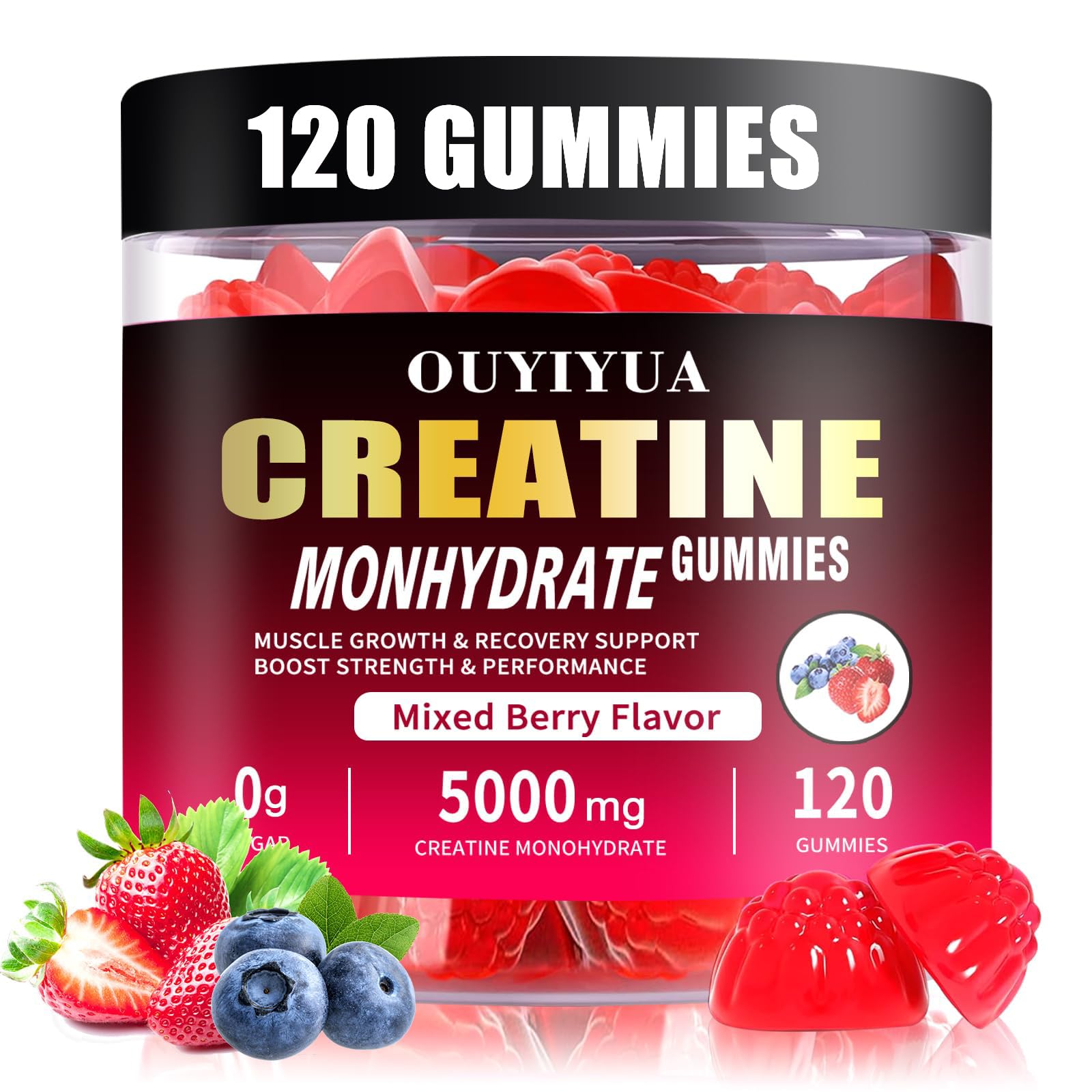 OUYIYUA Creatine Monohydrate Gummies 5000mg for Men & Women - Sugar Free Pre-Workout Supplement, Chewables for Muscle Strength, Muscle Builder - Maple Wellness Supplements