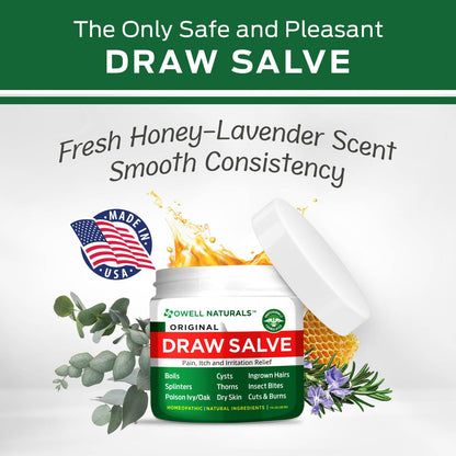 OWELL Naturals Drawing Salve Ointment for Boil & Cyst Removal, Deep Ingrown Hair, Splinter Remover, Bug Spider Bites, Bee Sting, Mosquito Itching, Poison Ivy - Maple Wellness Supplements