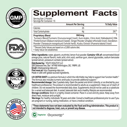 OxyEnergy Liver Cleanse Detox & Repair, Organic Milk Thistle Liver Detox Supplement with Turmeric, Giner, Dandelion, Support Liver Health & Digestion, - Maple Wellness Supplements