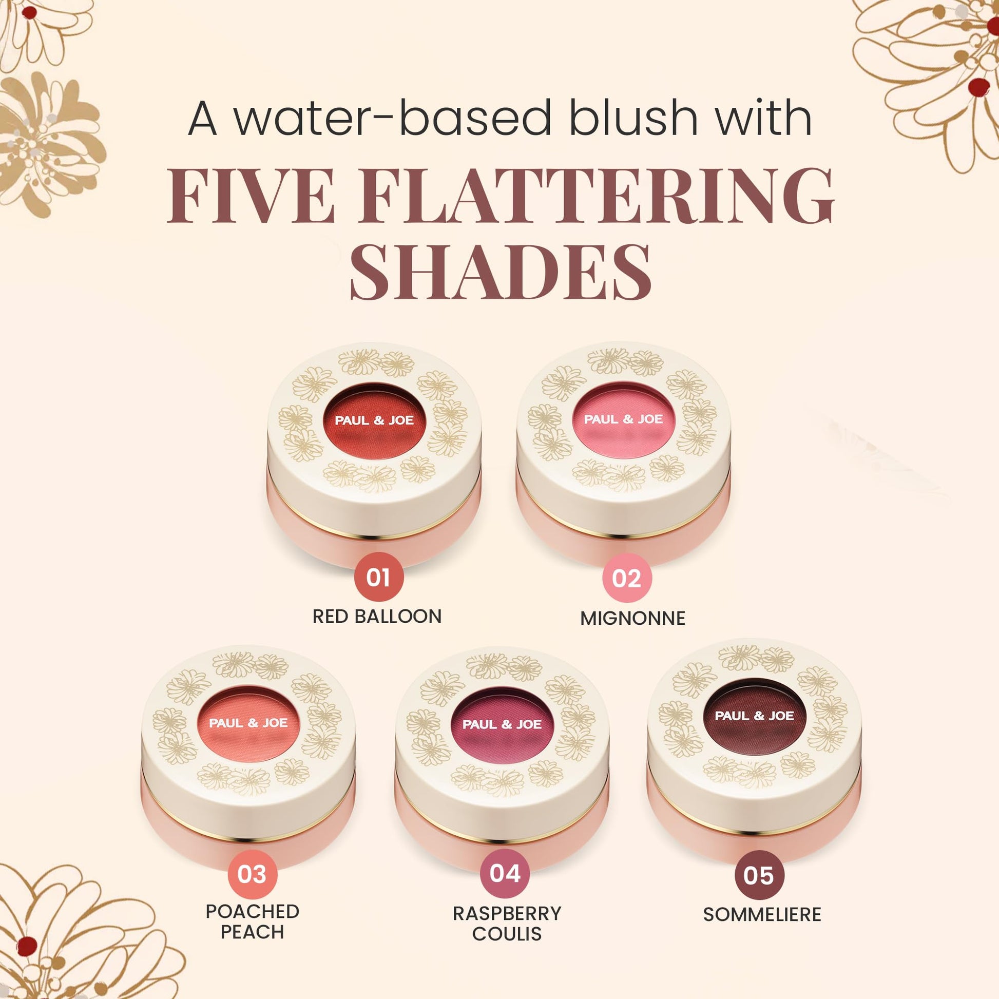 Paul & Joe Gel Blush, Bright and Buildable Blush Makeup, Water-Based Gel Makeup Blush with Hydrating Oils for Dewy, Radiant Finish, Garnet and Wine Red Cheek Tint, 05 Sommeliere, 0.71 oz - Maple Wellness Supplements