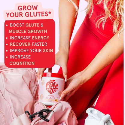 Peach Perfect Creatine Blend for Women – Micronized Creatine Monohydrate with BCAA & Collagen for Glute Strength Support – Pink Lemonade – 30 Servings - Maple Wellness Supplements
