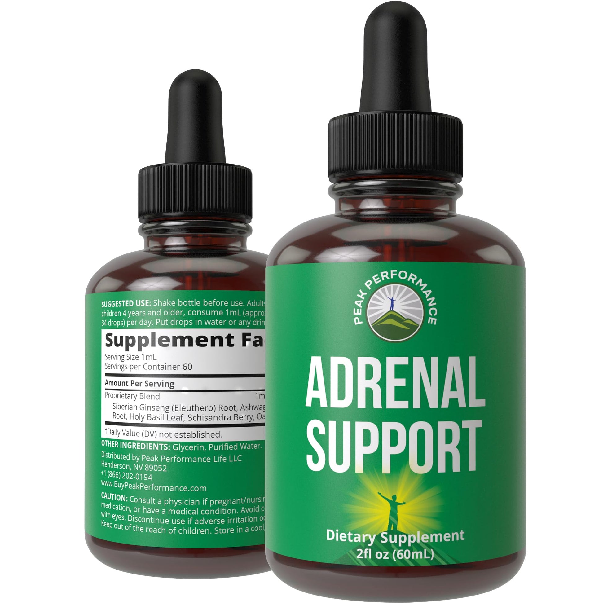 Peak Performance Adrenal Support Supplements to Restore Energy from Adrenal Fatigue. Liquid Drops Complex for Women and Men. Supports Healthy Cortisol Management. Supplement with Adaptogens - Maple Wellness Supplements