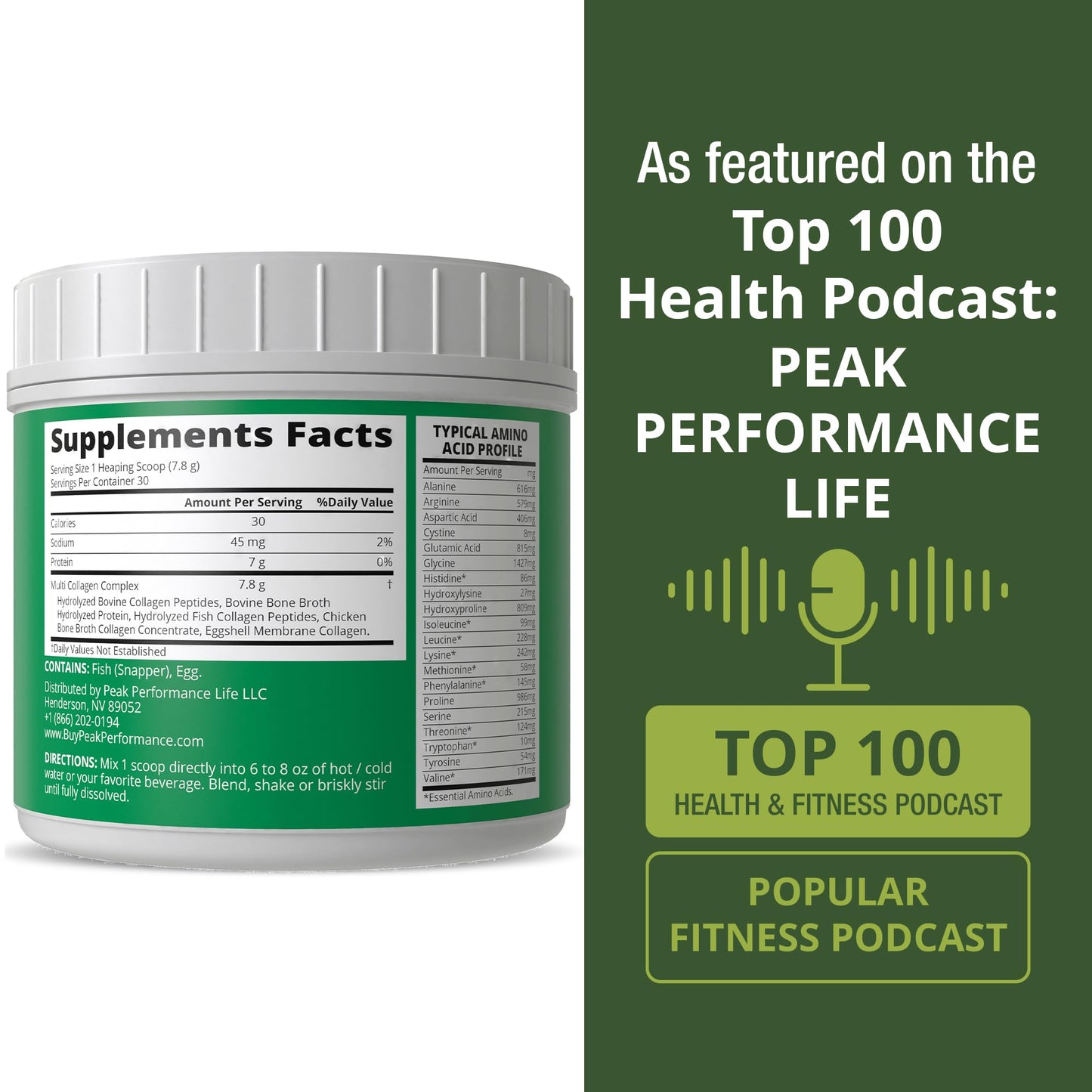 Peak Performance All 5 Multi-Collagen Protein Powder Peptides Multi-Collagen Contains All Types I, II, III,V, X. Keto, Paleo Friendly with Hydrolyzed Bovine, Marine, Chicken, Bone Broth Collagens - Maple Wellness Supplements