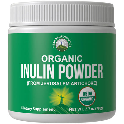 Peak Performance Organic Inulin Powder Natural Prebiotic Fiber for Gut Health. USDA Organic Raw Plant Based Vegan Prebiotics FOS Supplement from Jerusalem Artichoke - Maple Wellness Supplements