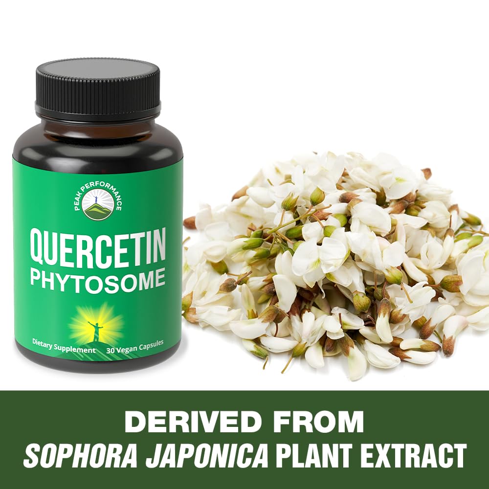 Peak Performance Ultra Pure Quercetin Phytosome Vegan Capsules - Rich Sophora Japonica Extract for Max Absorption Now. Quercetin 250mg Supplement Capsules. Made in USA - Maple Wellness Supplements