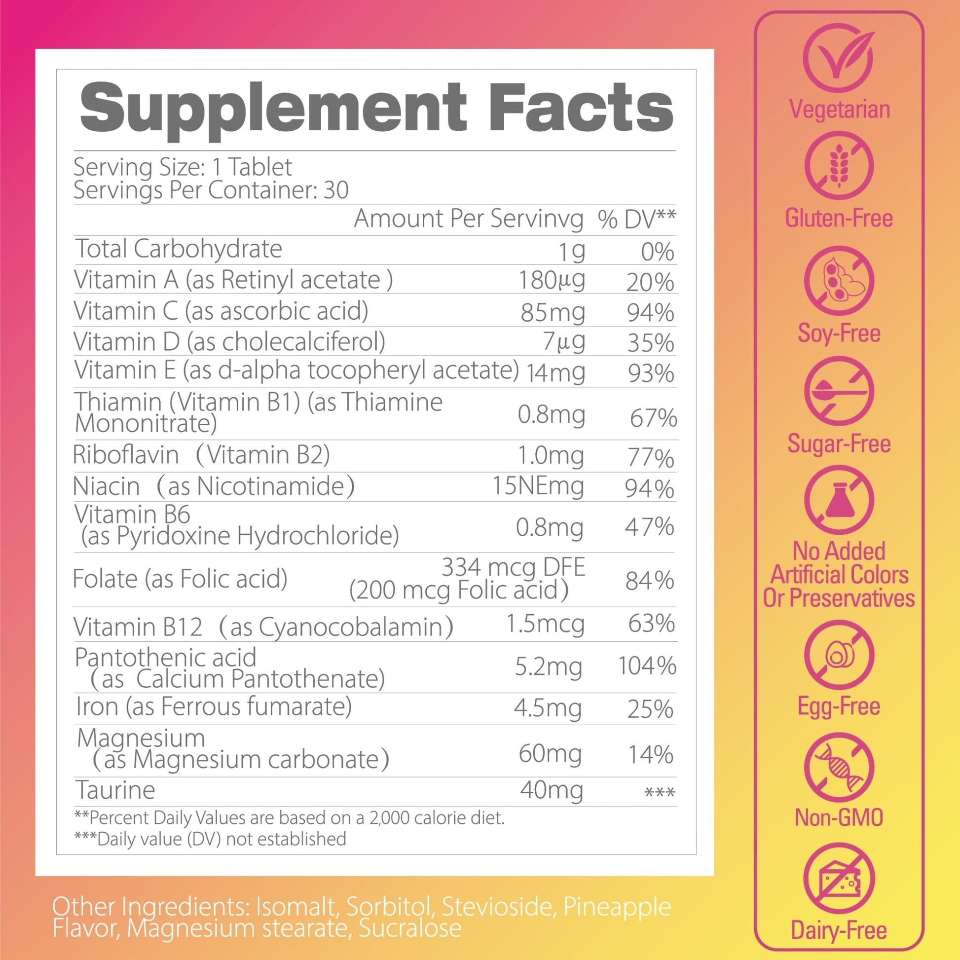 Pentavite She Charge Multivitamin for Women, Pineapple Tropical Chew, Daily Vitamin Supplements with Folate, Support Energy, Calm & Focus, Skin Defense and Cycle - Maple Wellness Supplements