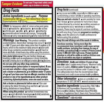 Percogesic Extra Strength Pain Relief | Aspirin Free Dual Action Relief | 40 Coated Caplets (6 Pack) - Maple Wellness Supplements