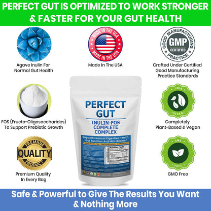 Perfect Gut: Inulin FOS Powder for Gut Health. Prebiotic Inulin. Unique Prebiotic 95% FOS Inulin Agave Fiber - Maple Wellness Supplements