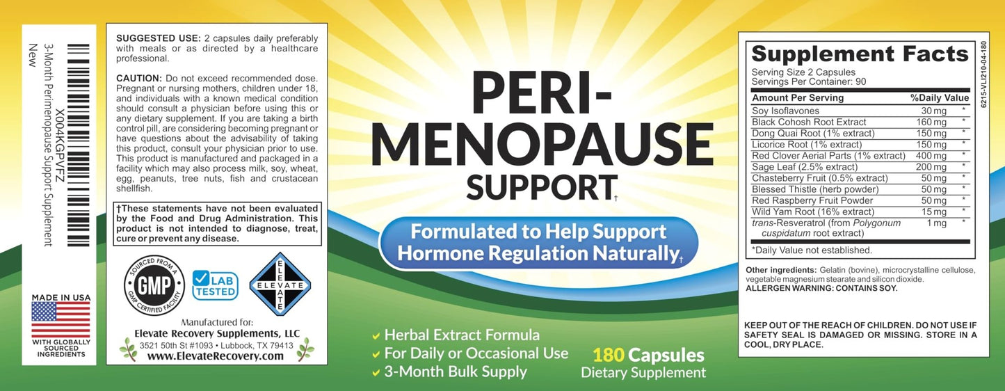 Perimenopause Support (3-Month) Supplement Blend | Women's Health & Hormone Support with 11 Herbs & Extracts | Female Hormonal Balance Supplements | 90-Day Bulk Supply | 180 Capsules - Maple Wellness Supplements