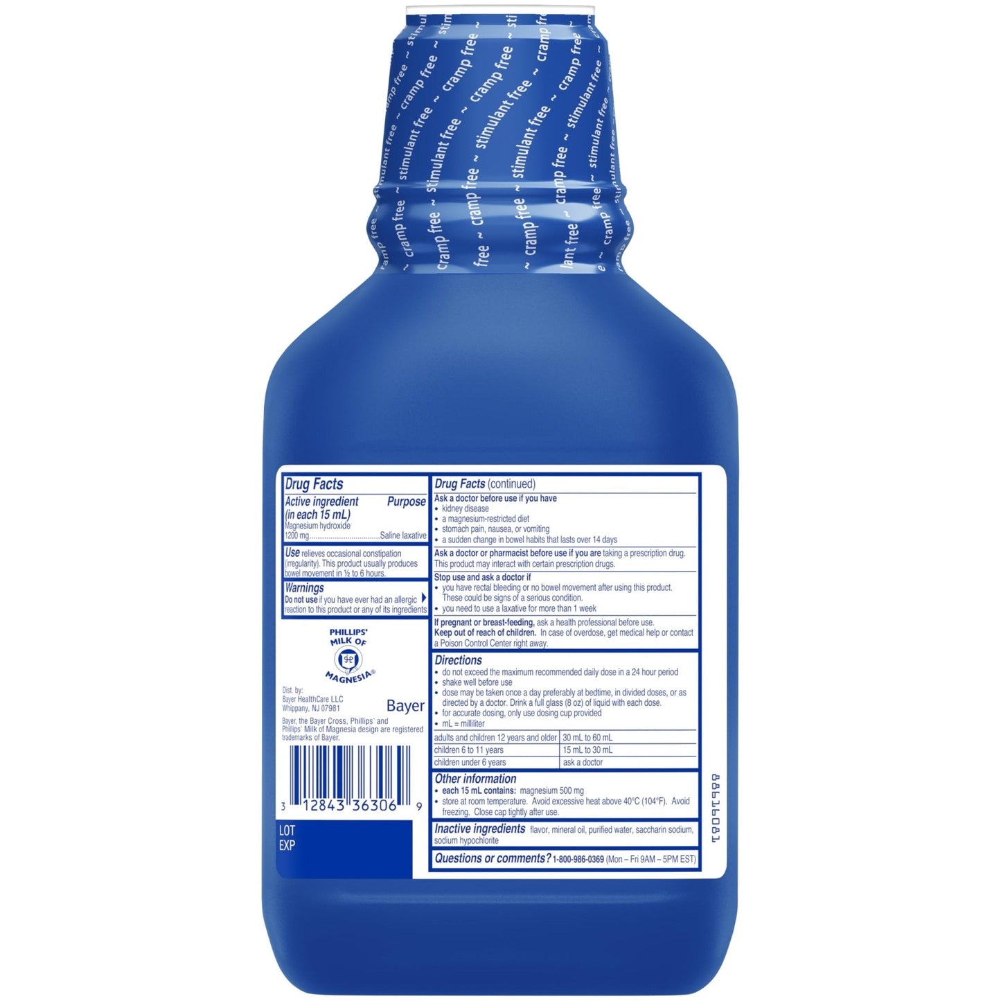 Phillips' Fresh Mint Milk of Magnesia Liquid,26 Fl Oz (Pack of 2) - Maple Wellness Supplements