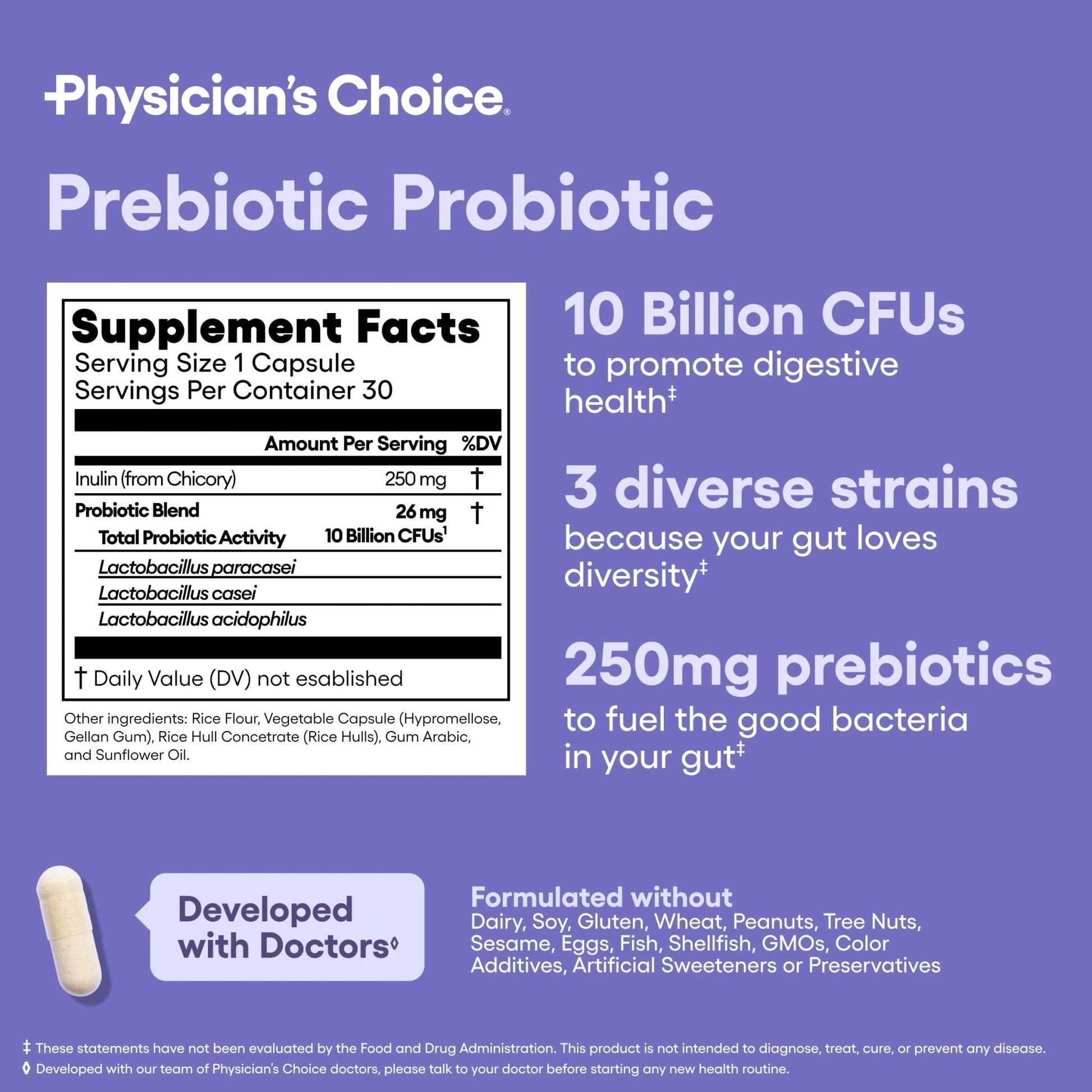 Physician's CHOICE Prebiotic-Probiotic - Multi-Strain Probiotics & Synergistic Prebiotics -Designed for Digestive Health, Supporting Gut Microbiome - Maple Wellness Supplements