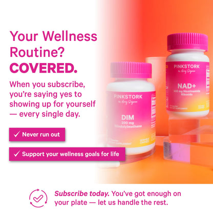 Pink Stork NAD+ Supplement for Women | 500mg Nicotinamide Riboside NR | Clinically-Studied Pure NMN Powder | Brain + Cognitive Support |Energy, Skin Essentials Over 30 | 1 Month Supply - Maple Wellness Supplements