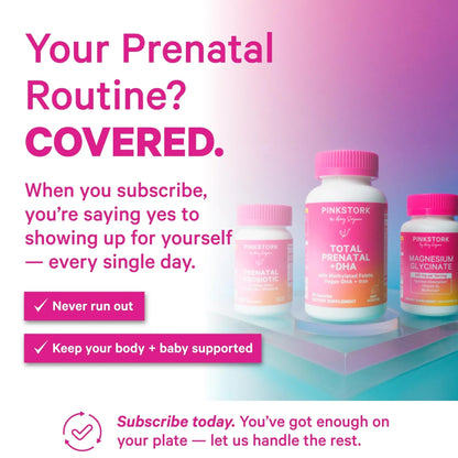 Pink Stork Prenatal Probiotic for Women with 50 Billion CFU | Vitamin B6 & Prebiotics | Pregnancy Probiotics for Morning Sickness | Digestive, Immune, & Gut Health | Vegan & Gluten-Free | 30 Capsules - Maple Wellness Supplements