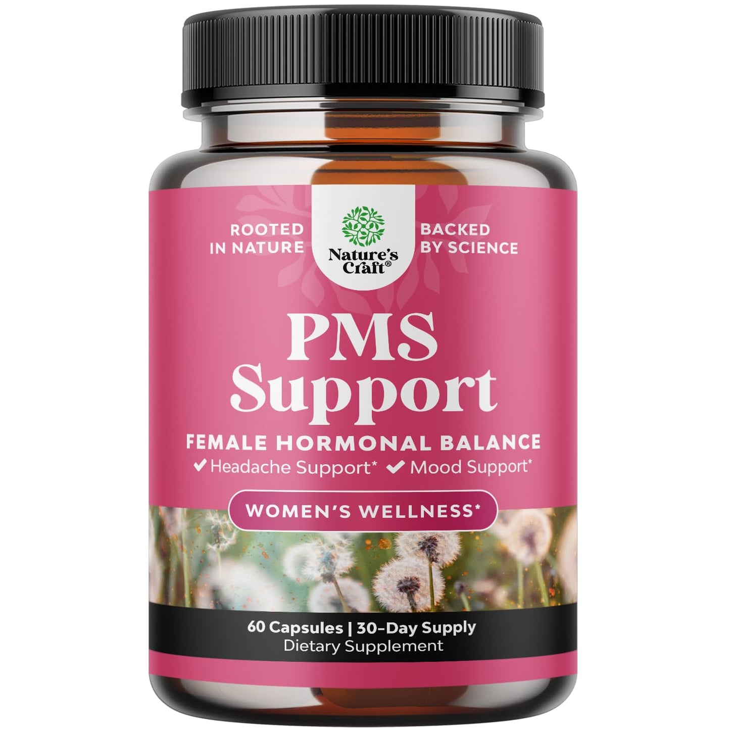 PMS Support Supplement for Women – Hormone Balance for Women & Menstrual Discomfort with DIM, Chasteberry, Black Cohosh & Ashwagandha - for Period Cramps Ease, Menopause Bloating, Mood Swing – 60 Ct - Maple Wellness Supplements