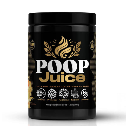 Poop Juice 5-in-1 Daily Fiber Supplement Powder - Bloat & Poop Relief - Prebiotic, Probiotic, Postbiotic, Digestive Enzymes, L-Glutamine - GLP-1 Support - Sugar-Free Georgia Peach Mango (30 Servings) - Maple Wellness Supplements