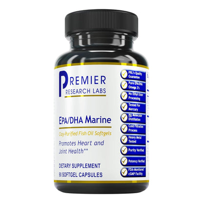 Premier Research Labs EPA DHA Marine Softgels - Omega 3 Fish Oil, EPA DHA Omega 3 Supplement, Fatty Acids for Women & Men, Natural - 90 Softgel Capsules - Maple Wellness Supplements