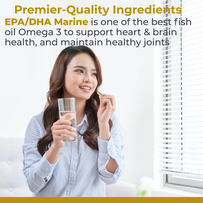 Premier Research Labs EPA DHA Marine Softgels - Omega 3 Fish Oil, EPA DHA Omega 3 Supplement, Fatty Acids for Women & Men, Natural - 90 Softgel Capsules - Maple Wellness Supplements
