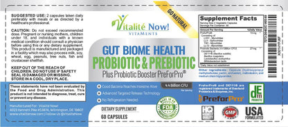 Premium Probiotic plus Ultimate Prebiotic - Gut Biome Builder & Restoration - 4.4 Bn CFU - Best for Women & Men - Bacteria Reaches Intestine within Hours - Maple Wellness Supplements
