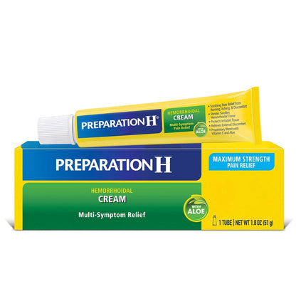 Preparation H Hemorrhoid Cream with Aloe for Multi-Symptom Relief - 1.8 Oz Tube - Maple Wellness Supplements