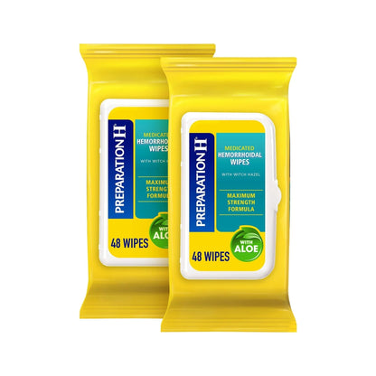Preparation H Hemorrhoid Flushable Wipes with Witch Hazel for Skin Irritation Relief - 96 Count - Maple Wellness Supplements