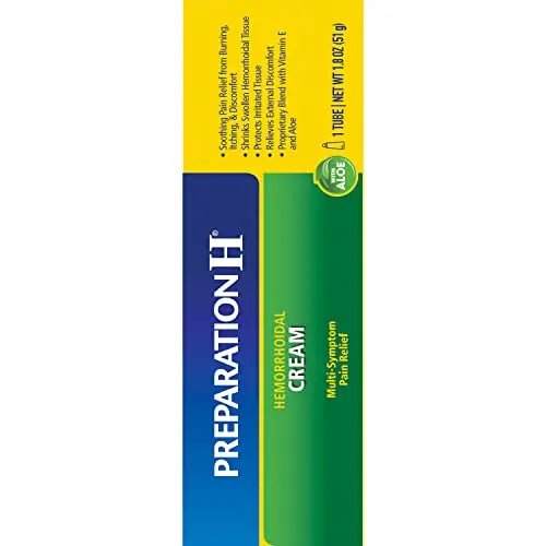 Preparation H Hemorrhoid Symptom Treatment Cream (2 x 1.8 Ounce Tube), Maximum Strength Multi-Symptom Pain Relief with Aloe - Maple Wellness Supplements