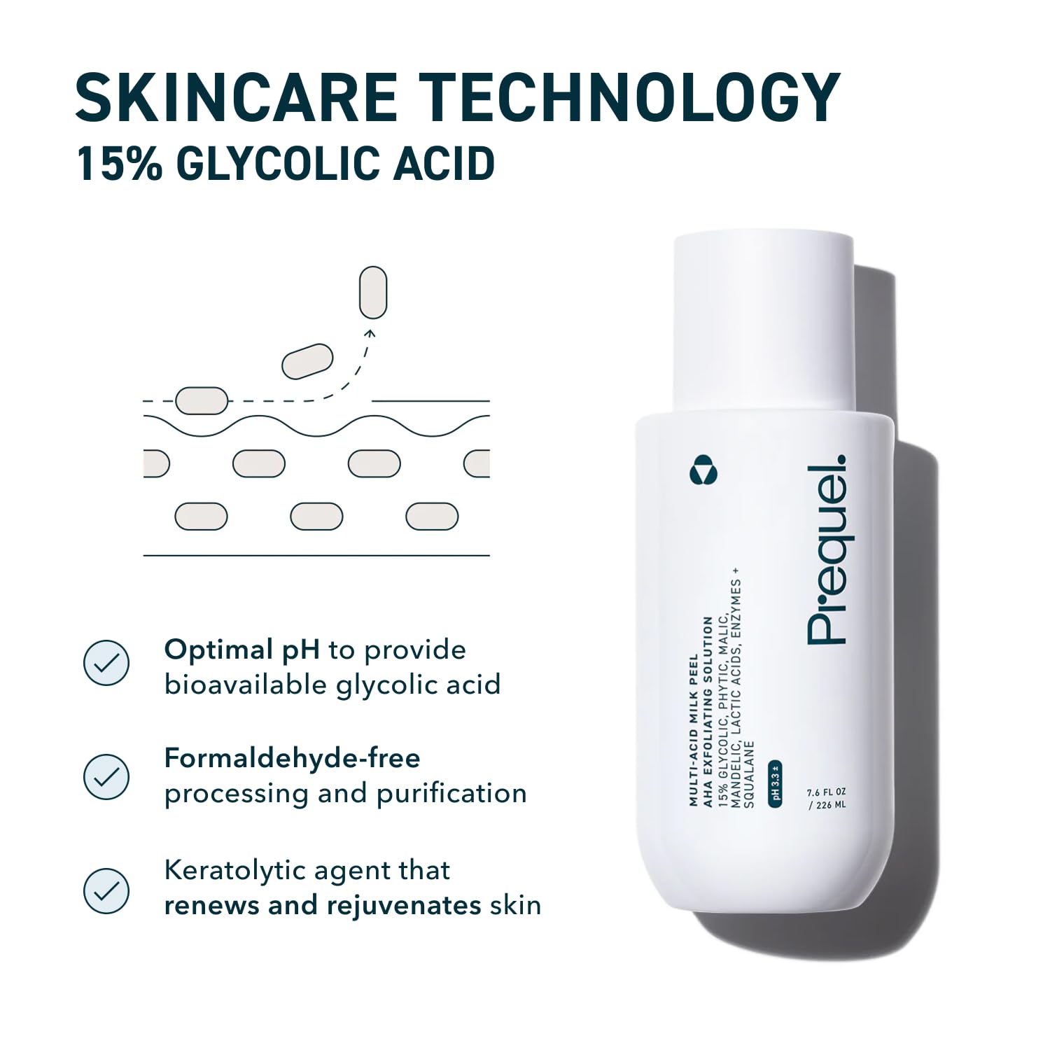 Prequel Skin Multi-Acid Milk Peel, Professional Exfoliating Solution. 15% Glycolic Acid Face Peel with Lactic Acid and Enzymes - Maple Wellness Supplements