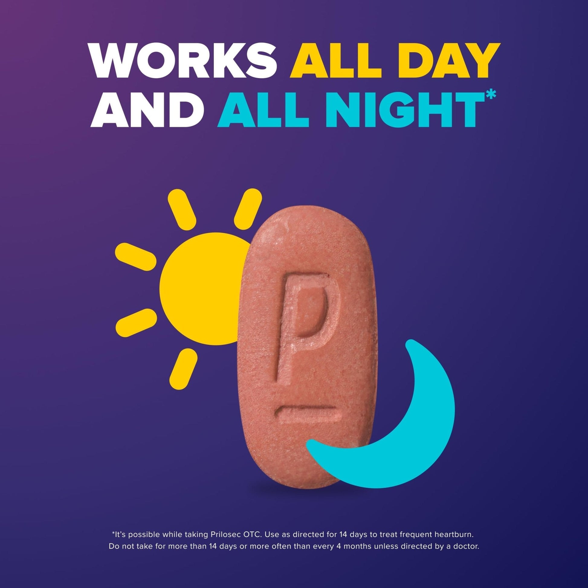 Prilosec OTC, Omeprazole Delayed Release 20mg, Acid Reducer, Treats Frequent Heartburn for 24 Hour Relief, All Day, All Night*, Heartburn Medicine, 20mg, 14 Tablets - Maple Wellness Supplements