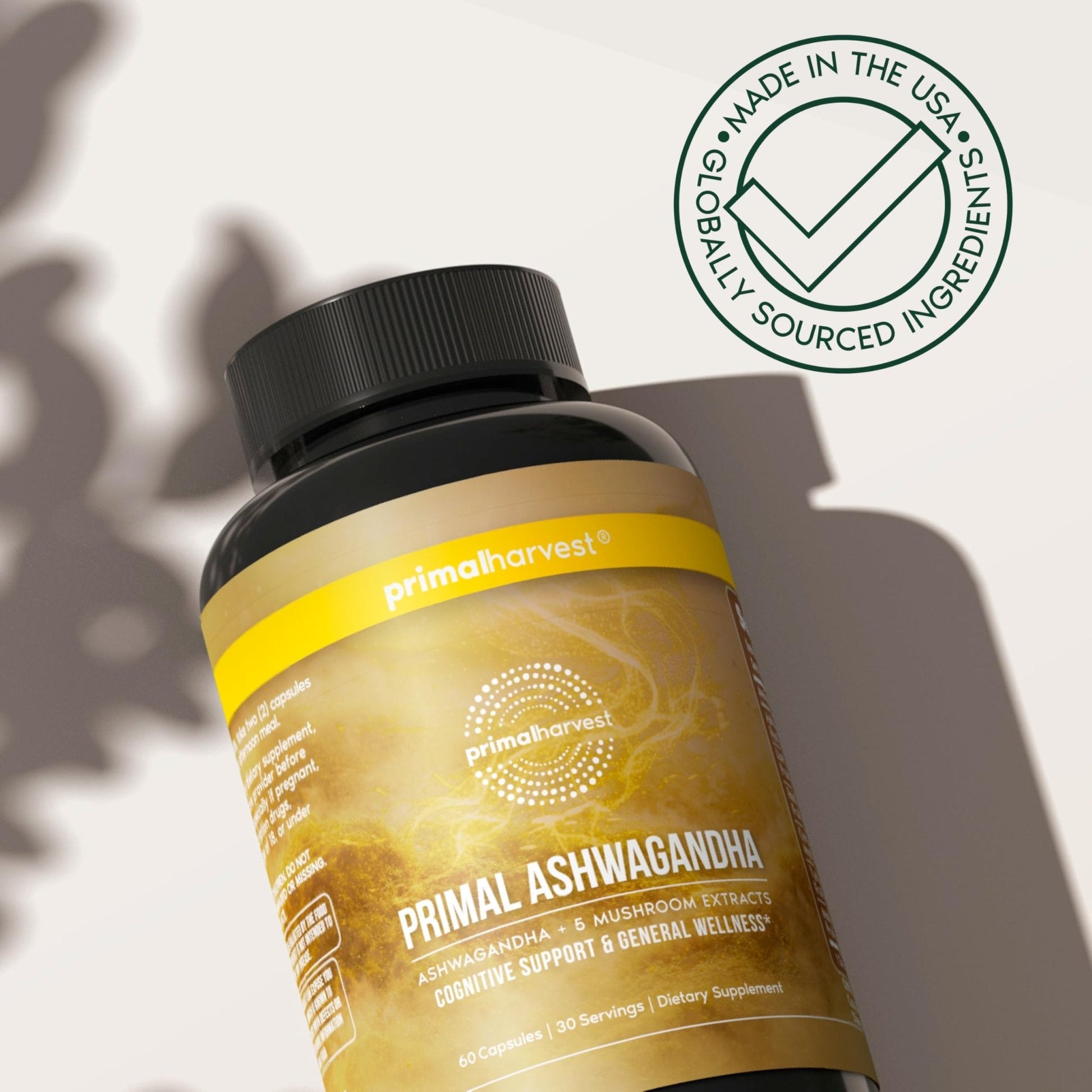 Primal Harvest Ashwagandha Supplement with 5 Mushroom Extracts: Lion’s Mane, Reishi, Cordyceps, Turkey Tail & Maitake for Immune Support & Cognitive Health - Maple Wellness Supplements