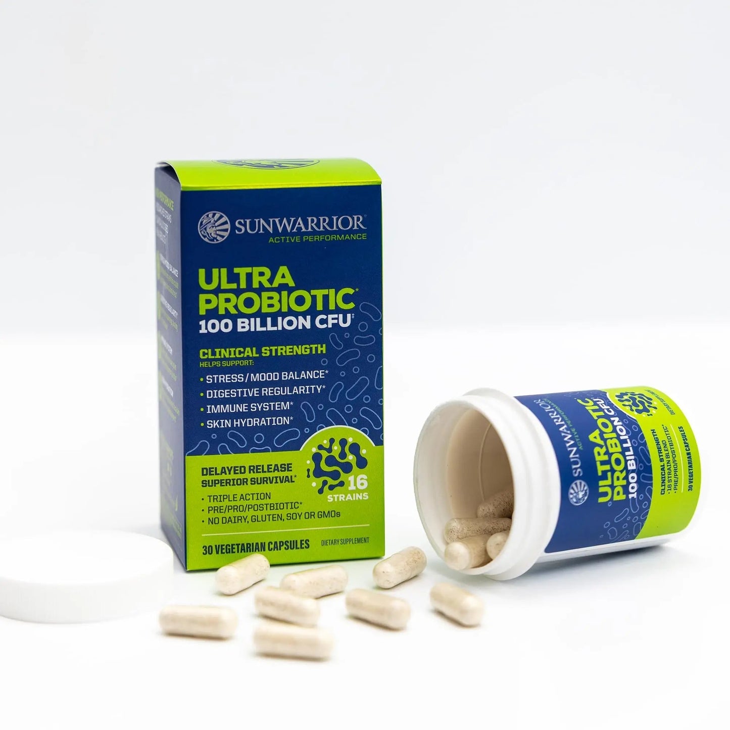Probiotic for Gut Health 100 Billion CFU Probiotics Supplement Capsules 16 Strains Prebiotics + Postbiotics for Gut Immune & Colon Health Energy & Endurance Support Soy-Free Non-GMO 30 Capsule Serving - Maple Wellness Supplements
