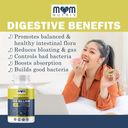 Probiotics 150 Billion CFU - 40 Strain Probiotics for Women, Men and Adults - Shelf Stable Probiotic with Organic Prebiotic - Acidophilus Probiotic - Maple Wellness Supplements