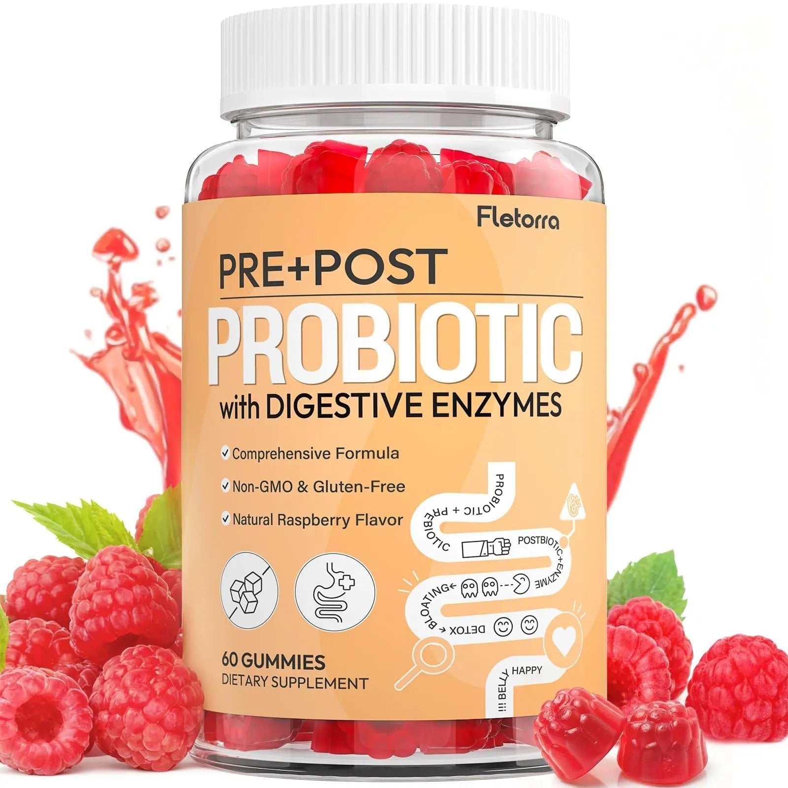Probiotics for Women and Men, with 15 Prebiotics, 16 Digestive Enzymes & Postbiotics - Probiotics for Digestive Health & Bloating, Probiotic Gummies for Gut Health & Immunity, Sugar-Free, 60 Gummies - Maple Wellness Supplements