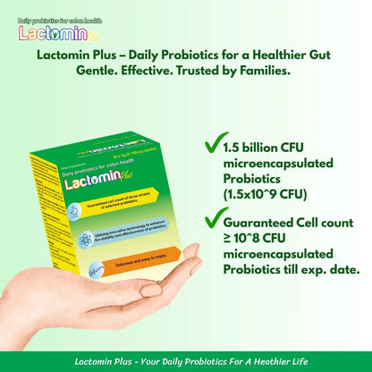 Probiotics - LactominPlus-3 Probiotics Strains - Powder - Sweet Yogurt Flavor - 30 Sticks x 3g (1month), 1.5 Billion CFU, with Prebiotics(FOS), Constipation & Bloating Relief, Microencapsulated - Maple Wellness Supplements
