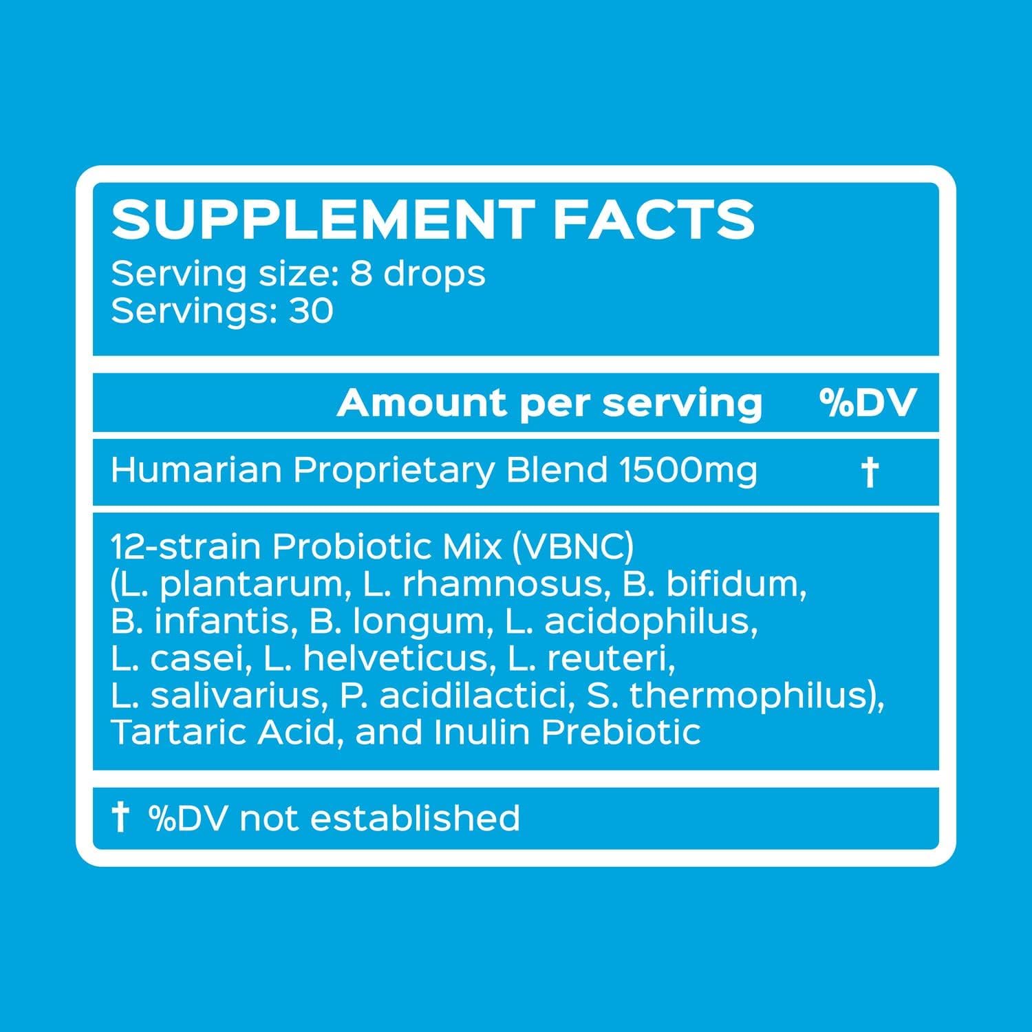 Probonix Humarian Liquid Probiotics for Adults - 12-Strain Probiotic Drops to Fortify Gut Health, Immunity and More - 30-Day Supply - Delicious Grape Flavor - Maple Wellness Supplements
