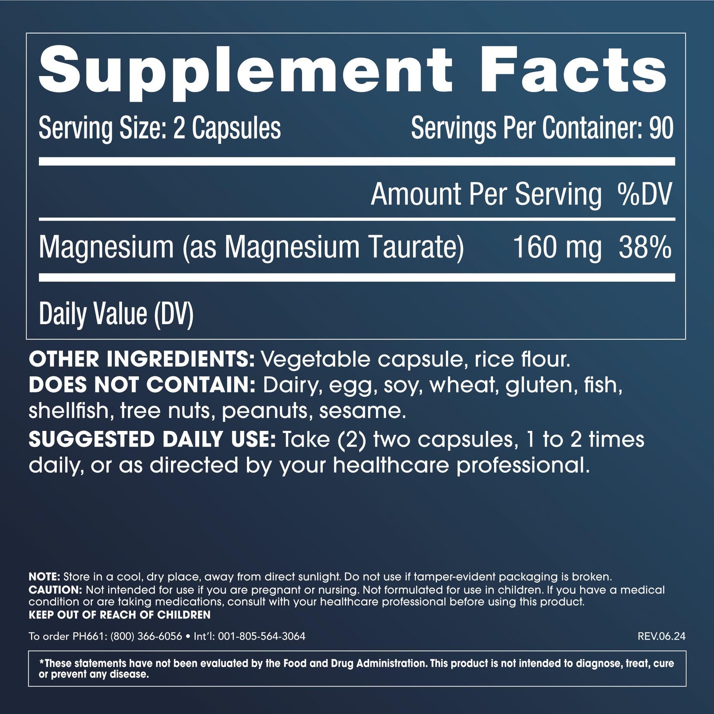 ProHealth Pure Magnesium Taurate, 160mg per Serving | Optimal Bioavailability Supplement for Healthy Aging | Supports Brain, Heart, and Muscle Health | Third-Party Tested for Quality | 180 Capsules - Maple Wellness Supplements
