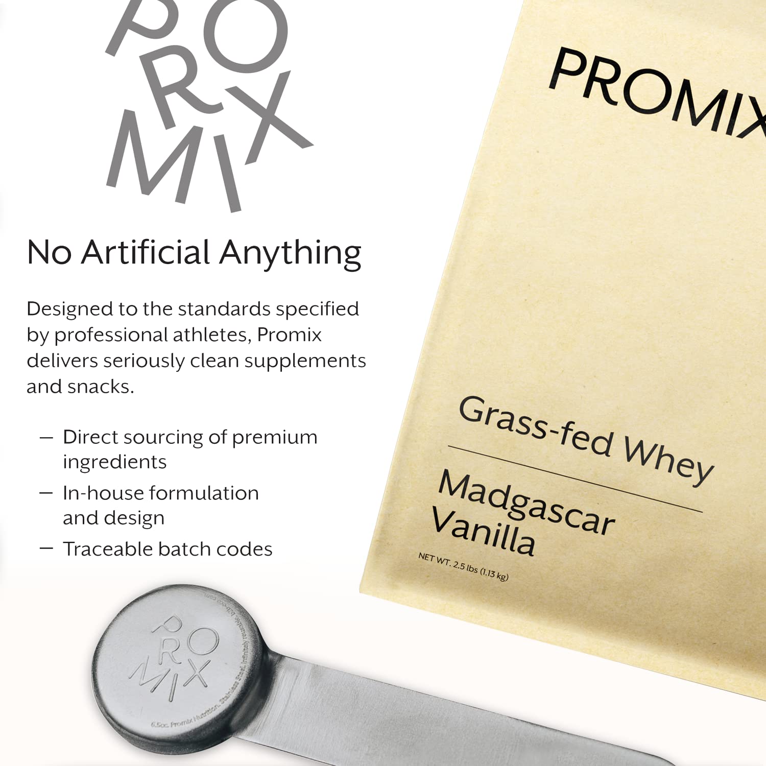 Promix Whey Protein Powder, Vanilla - 2.5lb Bulk - Grass-Fed & 100% All Natural - Maple Wellness Supplements