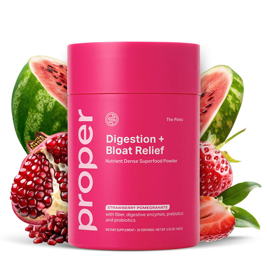 Proper, The Pinks Digestion and Bloat Relief. Drink Mix with Gut Health Probiotics, Prebiotics, Beet Root & Enzymes for Digestive Support. Bloating and Microbiome - Maple Wellness Supplements