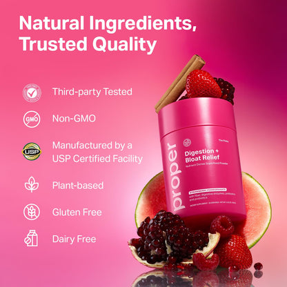Proper, The Pinks Digestion and Bloat Relief. Drink Mix with Gut Health Probiotics, Prebiotics, Beet Root & Enzymes for Digestive Support. Bloating and Microbiome - Maple Wellness Supplements